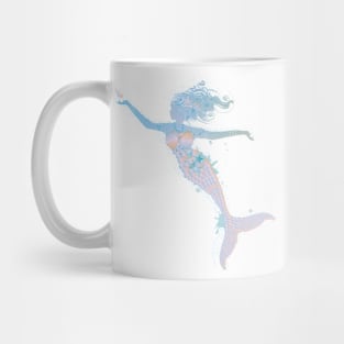 playful mermaid in cool pastel colors Mug
